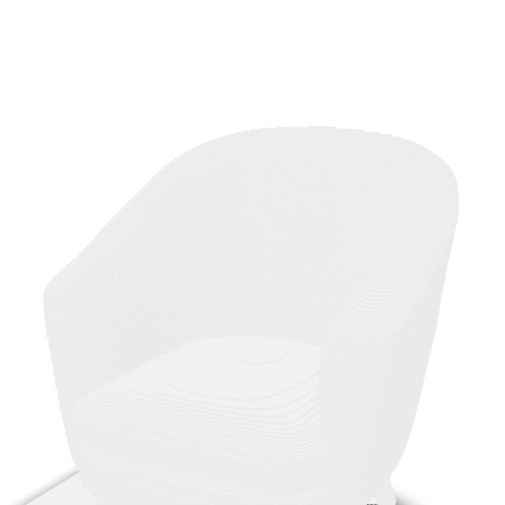 The raw reconstruction rendered untextured, showing the chair and a slab of studio floor beneath it